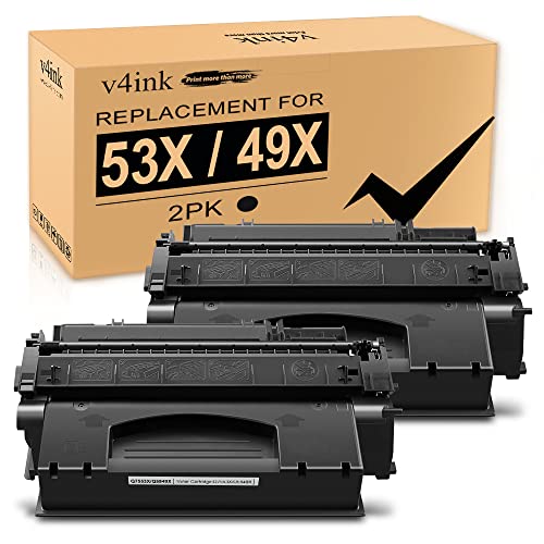v4ink High Yield Compatible 49X 53X Toner Cartridge Replacement for HP 49X Q5949X 53X Q7553X for use in HP P2015dn P2015 P2015d 1320 1320n 3390 3392 M2727nf P2014 P2010 Printer (Black,2 Packs)