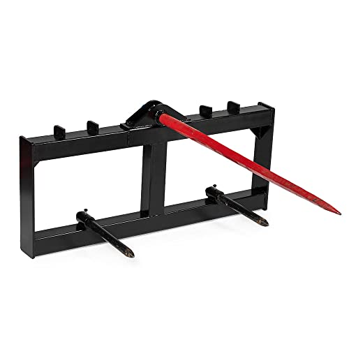 Titan Attachments Skid Steer Hay Frame Attachment, 49″ Hay Spear and Stabilizer Spears, Rated 3,000 LB, Quick Tach Mounting, Hay Handing Equipment for Bobcat Tractors