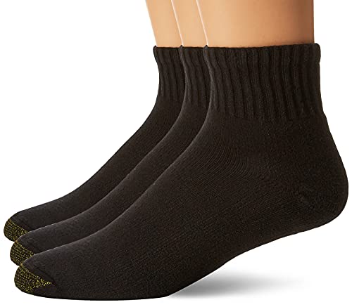 GOLDTOE Men’s Ultra Tec Performance Ankle Socks, 3-Pairs, Black, Large