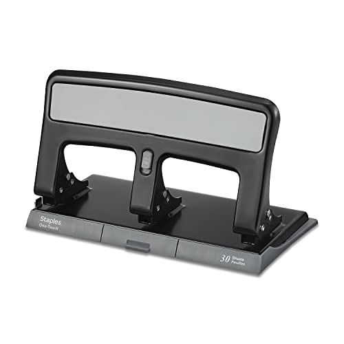 Staples 884279 One-Touch 26614 Heavy-Duty 3-Hole Punch 30-Sheet Capacity Black
