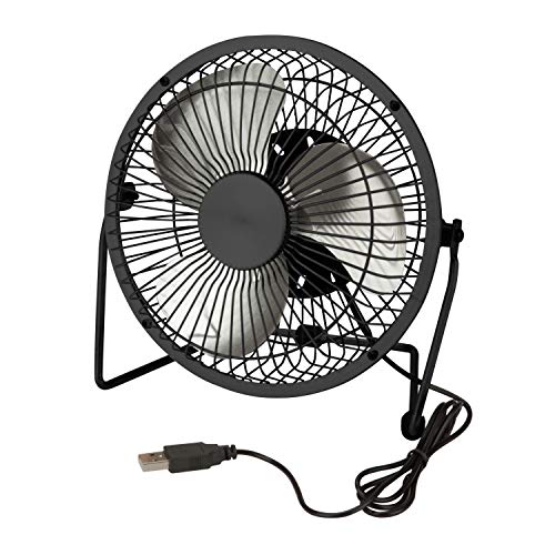 Honey-Can-Do OFC-04476 Compact USB Powered Desk Fan, 7.1×3.54×7.3″, Black