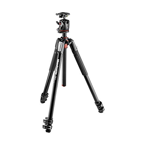 Manfrotto 055 Aluminum 3-Section Tripod Kit with Horizontal Column and Ball Head (MK055XPRO3-BHQ2), Black