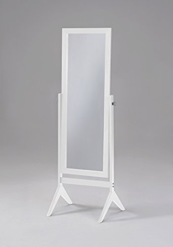 White Finish Wooden Cheval Bedroom Free Standing Floor Mirror