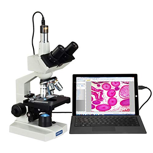 OMAX 40X-2500X Digital Lab Trinocular Compound LED Microscope with USB Digital Camera and Double Layer Mechanical Stage (M83EZ-C02)