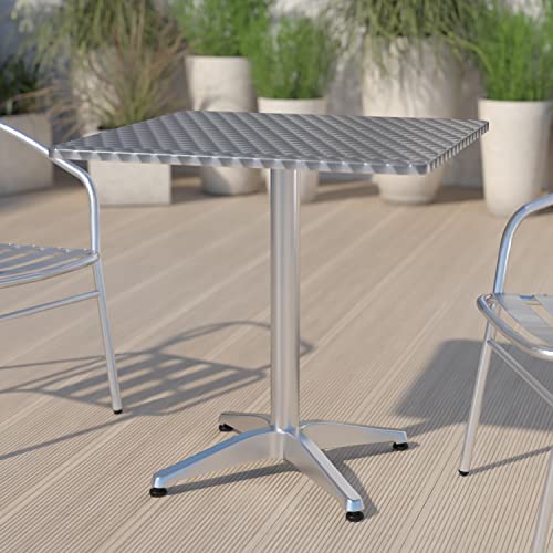 Flash Furniture 27.5” Square Aluminum Indoor-Outdoor Table with Base