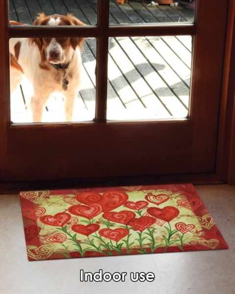 Toland Home Garden 800048 Garden Hearts Spring Door Mat 18×30 Inch Flower Outdoor Doormat for Entryway Indoor Entrance