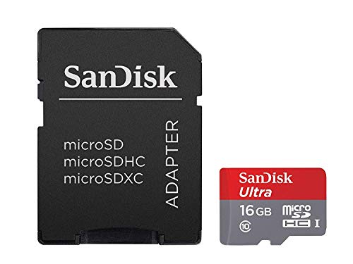 SanDisk Ultra 16GB Ultra Micro SDHC UHS-I/Class 10 Card with Adapter (SDSQUNC-016G-GN6MA)