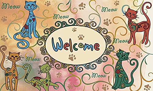 Toland Home Garden 800084 Meow Welcome Cat Door Mat 18×30 Inch Outdoor Doormat for Entryway Indoor Entrance