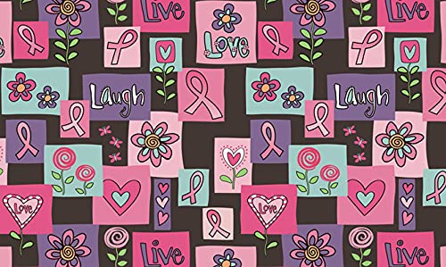 Toland Home Garden Live Love Laugh Forever 18 x 30 Inch Decorative Floor Mat Cancer Awareness Support Pink Ribbon Doormat