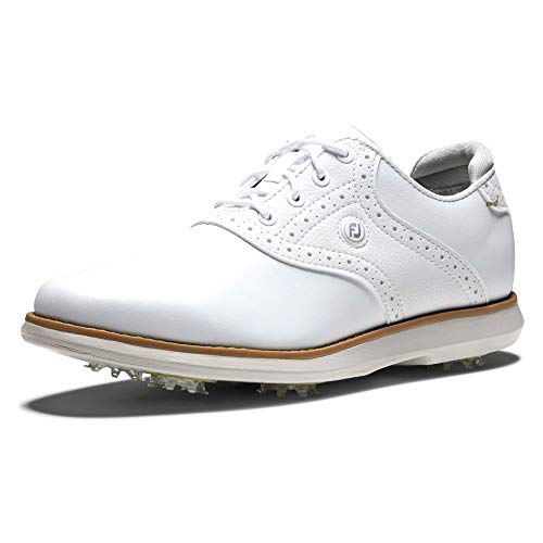FootJoy Women’s Traditions Golf Shoe, White/White, 9