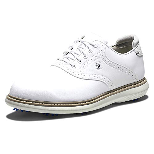 FootJoy Men’s Traditions Golf Shoe, White/White, 10.5