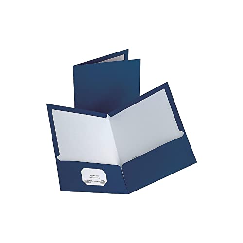 Staples 907578 2-Pocket Laminated Folders Dark Blue 10/Pack (13372-Cc)