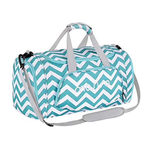 MOSISO Sports Duffel with Shoe Compartment Chevron Gym Bag for Men/Women Dance Travel Weekender, Turquoise