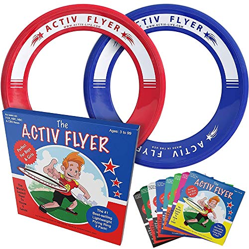 Activ Life The Active Flyer Flying Disc: Aerodynamic Frisbee Rings, Outdoor Toys & Summer Fun Beach Toys for Kids, Boys or Girls of All Ages, The Perfect Outdoor Toy Gift, 2pack, Blue/Red