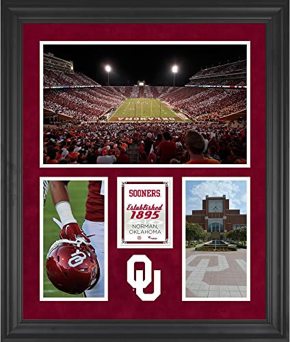 Oklahoma Sooners Gaylord Family-Oklahoma Memorial Stadium Framed 20″ x 24″ 3-Opening Collage – College Team Plaques and Collages