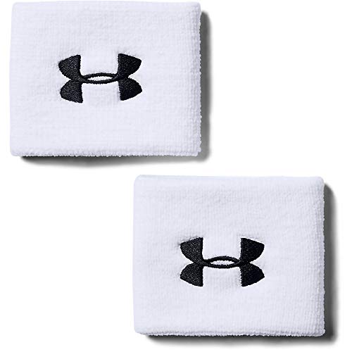 Under Armour Men’s 3-inch Performance Wristband 2-Pack , White (100)/Black , One Size Fits All