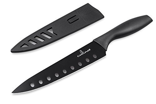 Culina® 8-Inch Nonstick Carbon Steel Sushi Knife with Sheath, Black