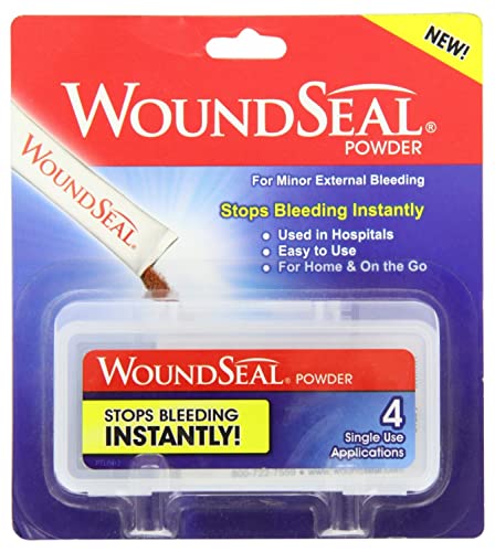 WoundSeal Topical Powder Wound Care First Aid for Cuts, Scrapes and Abrasions Single Use, 4 count (Packaging May Vary)
