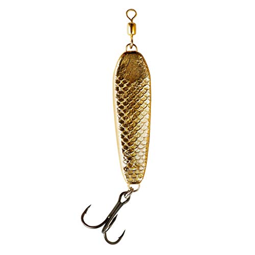 War Eagle Jigging Spoon Fishing Lure with Built-in Swivel and EWG Treble Hook, Gold, 7/8 oz