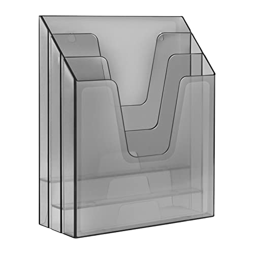 Acrimet Vertical Triple File Folder Holder Organizer (Smoke Color)