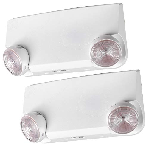 Ciata Emergency Lights LED with Backup Battery, with Adjustable Heads, Commercial or Industrial Use Rechargeable Light Bulb, Indoor Hallway or Room Safety for Residential – 2 Pack