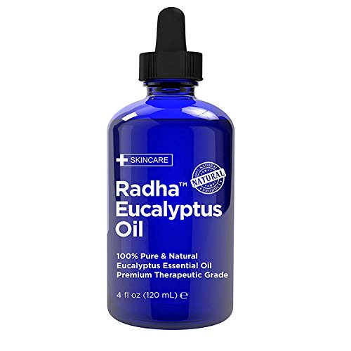 Radha Beauty Eucalyptus Essential Oil 4 oz – 100% Pure & Therapeutic Grade, Steam Distilled for Aromatherapy, Relaxation, Shower, Sauna, Bath, Steam Room and Other DIY Projects.