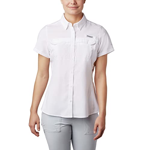 Columbia Women’s Lo Drag Short Sleeve Shirt, Breathable, UV Protection White