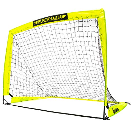 Franklin Sports Blackhawk Backyard Soccer Goal – Portable Kids Soccer Net – Pop Up Folding Indoor + Outdoor Goals – 4′ x 3′ – Optic Yellow