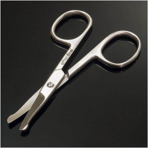 Effenfine Hair Scissors for Trimming – Safely Trim Nose Ears Eyebrows Mustaches and Beards, German Stainless Steel Scissors with Safety Tips