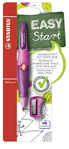 Handwriting Pencil – STABILO EASYergo 3.15 – Right Handed – Pink/Lilac + Sharpener