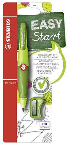 Handwriting Pencil – STABILO EASYergo 3.15 – Right Handed – Light Green/Dark Green + Sharpener