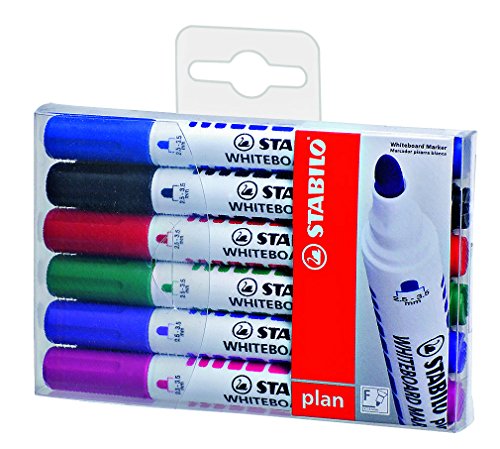 Stabilo 641/6PL Plan Marker For Whiteboard Round Tip Plastic Case
