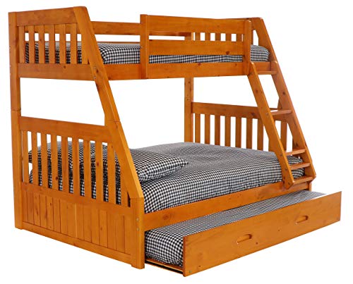 Discovery World Furniture Twin Over Full Bunk Bed with Trundle Honey