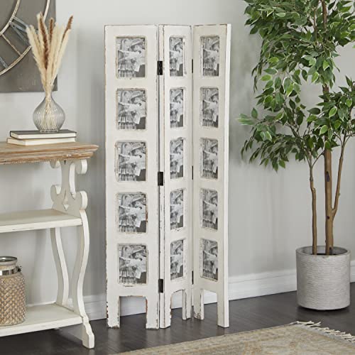 Deco 79 Wood Hinged Foldable Partition 3 Panel Room Divider Screen with 15 Photo Slots, 1″ x 27″ x 51″, White | The Storepaperoomates Retail Market - Fast Affordable Shopping