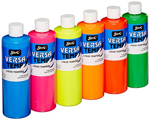 Sax Versatemp Tempera Paints, Assorted Fluorescent Colors, Set of 6 – 1440727