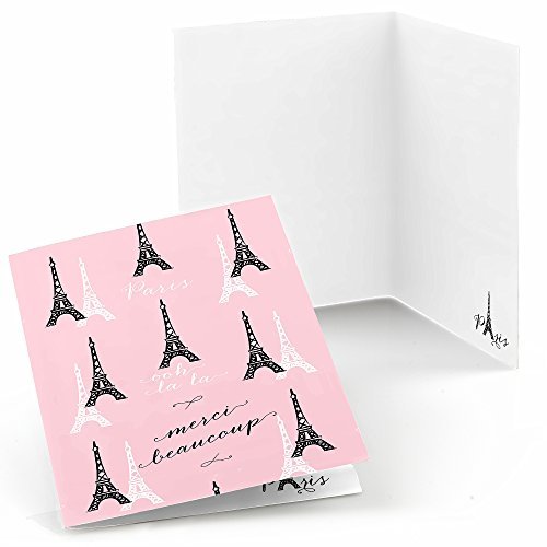Big Dot of Happiness Paris, Ooh La La – Paris Themed Baby Shower or Birthday Party Thank You Cards (8 count)