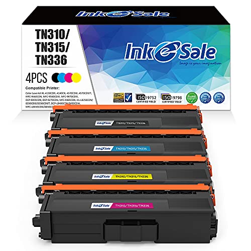 INK E-SALE Compatible Toner Cartridge Replacement for Brother TN336 TN315 TN310 TN331 (KCMY, 4-Pack), for use with Brother HL-L8350CDW HL-4150CDN MFC-L8850CDW MFC-9970CDW MFC-L8600CDW Printer