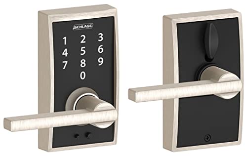 Schlage FE695-CEN-619-LAT Satin Nickel Century Keyless Touch Pad Electronic Leverset with Latitude Lever