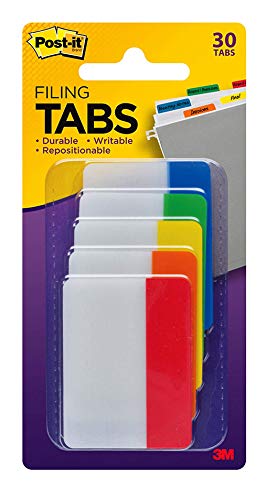 Post-it Tabs, 2 in, Solid, Assorted Colors, 6 Tabs/Color, 5 Colors, 30 Tabs/Pack (686-ROYGB)