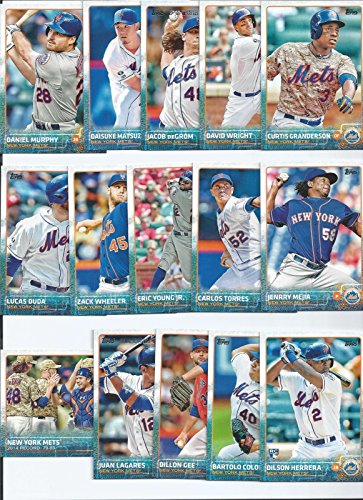 New York Mets 2015 Topps MLB Baseball Regular Issue Complete Mint 25 Card Team Set with David Wright, Matt Harvey, Curtis Granderson Plus