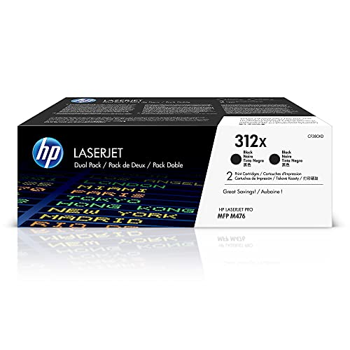 HP 312X Black High-yield Toner Cartridges (2-pack) | Works with HP Color LaserJet Pro MFP M476 Series | CF380XD