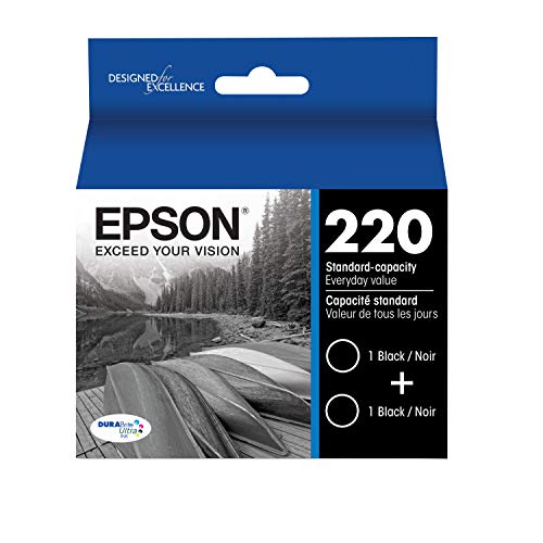 EPSON T220 DURABrite Ultra -Ink Standard Capacity Black Dual -Cartridge Pack (T220120-D2) for select Epson Expression and WorkForce Printers