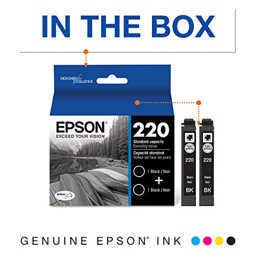 EPSON T220 DURABrite Ultra -Ink Standard Capacity Black Dual -Cartridge Pack (T220120-D2) for select Epson Expression and WorkForce Printers | The Storepaperoomates Retail Market - Fast Affordable Shopping