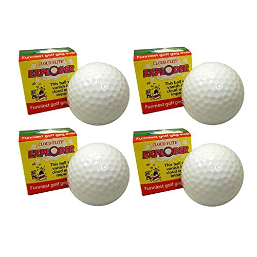 Exploding Golf Balls (Sleeve of 4) – Prank Golf Balls That Explode Into A Cloud of White Smoke Upon Impact – Funny Novelty Golf Gag Gift for Golfers