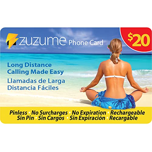 Zuzume prepaid international phone card – Up to 689 Minutes Domestic and International calling card, prepaid landline phone cards | No Expiration, No hidden Surcharges Long distance calling cards |$20 USD