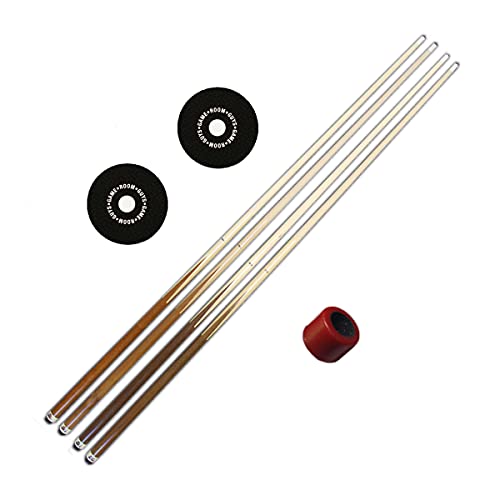 Game Room Guys Billiard Pool Maple Cue Kit – 4 Cue Sticks, 2 Spots, 1 Cue Shaper