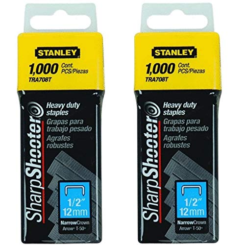 TRA708T Sharpshooter 1,000 1/2″ 12MM steel narrow crown staples T-50 (2 Pack)