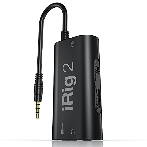 IK Multimedia iRig 2 Portable Guitar Audio Interface, Lightweight Audio Adapter for iPhone, iPad and Android Smartphones and Tablets, with Instrument Input and Headphone/amplfiier Outs