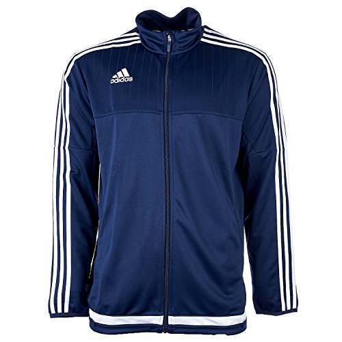 adidas Men’s Soccer Tiro 15 Training Jacket, Dark Blue/White/Dark Blue, Small
