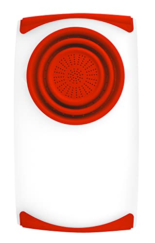 Dexas Over the Sink Strainer Board, 11.5 x 20″, Natural/Red